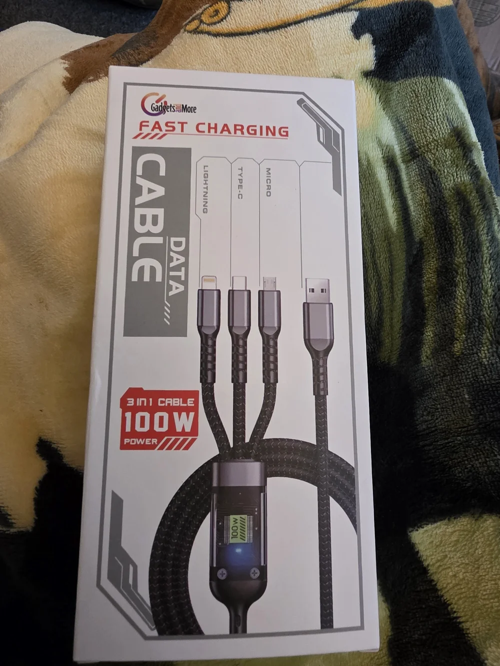 Fast Charging 3-in-1 Black Data Cable - Lightning/Type-C/Micro USB